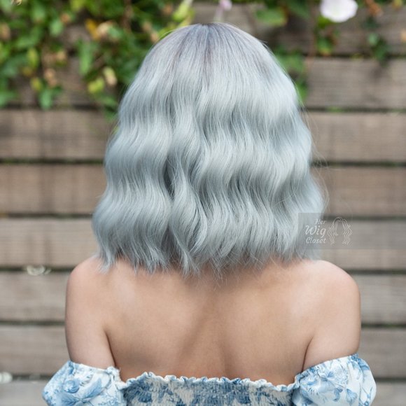 Dark Roots Silver Ombre Wavy Wig with Bangs | Mothers Day Gift | Ororo - Picture 3 of 9